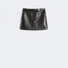 Alligator-look patent leather mini skirt, black