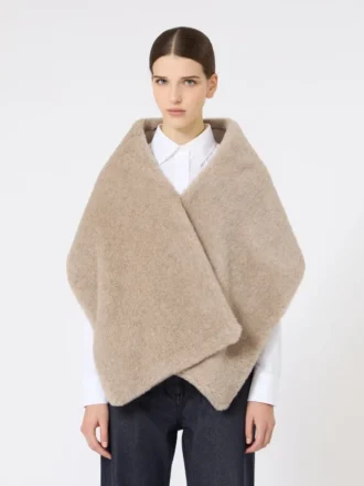 Alpaca and cashmere teddy stole, moss green