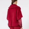 Alpaca and wool teddy fabric cape, red