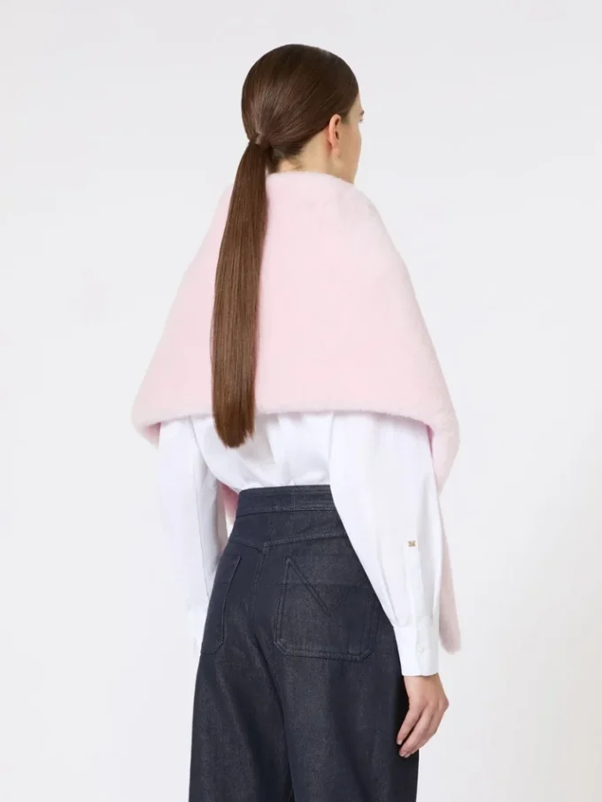 Alpaca and wool teddy stole, beige pink