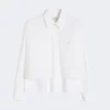Asymmetrical washed cotton shirt, white