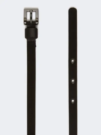 Bejewelled satin belt, black