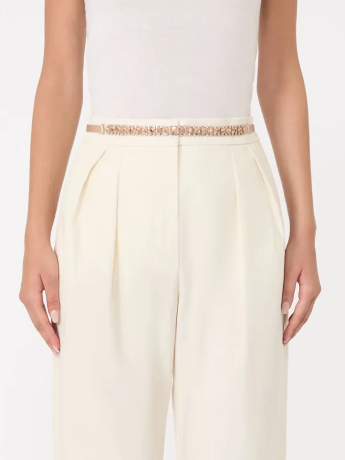 Bejewelled satin belt, powder