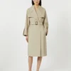 Belted water-repellent twill trench coat, sand
