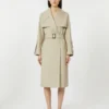 Belted water-repellent twill trench coat, sand