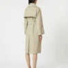 Belted water-repellent twill trench coat, sand