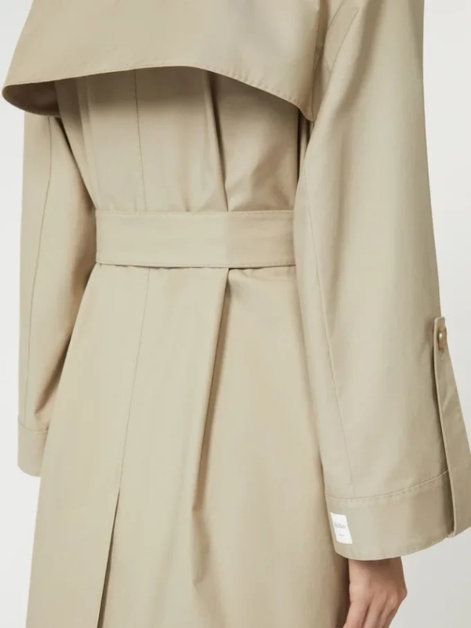 Belted water-repellent twill trench coat, sand