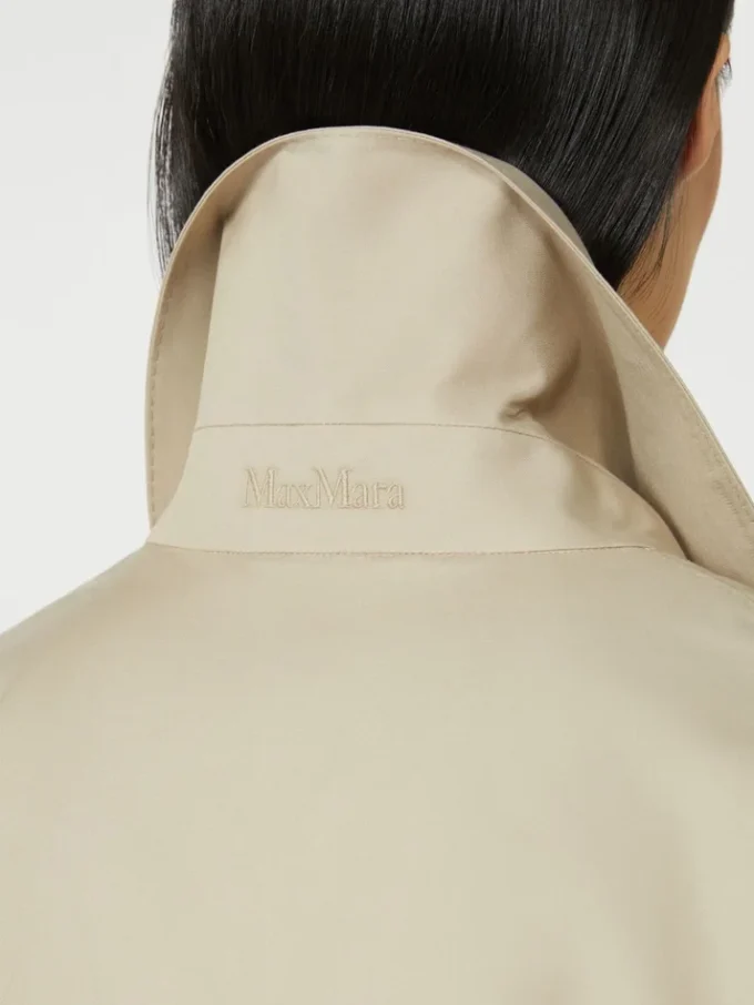 Belted water-repellent twill trench coat, sand