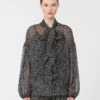 Blouse in printed chiffon, black