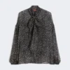Blouse in printed chiffon, black