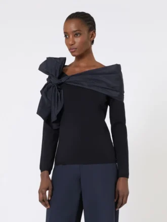 Bow-detail wool sweater, ultramarine