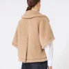 Boxy-fit alpaca and cashmere teddy fabric cape, beige
