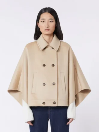 Boxy-fit cashmere cape, albino