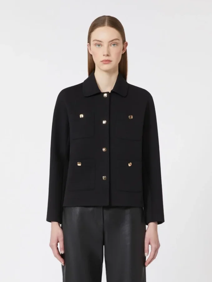 Boxy-fit scuba jersey jacket, black