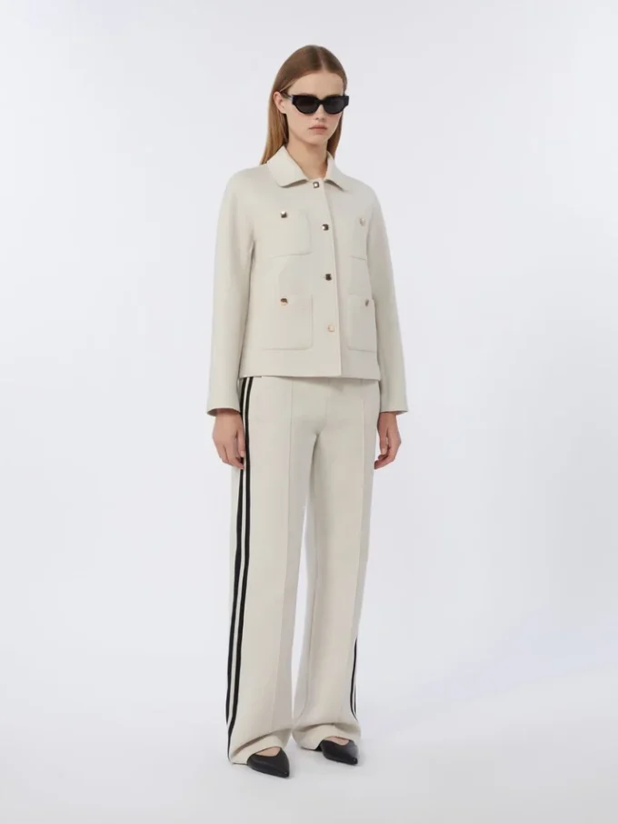 Boxy-fit scuba jersey jacket, ecru Boxy-fit scuba jersey jacket, ecru