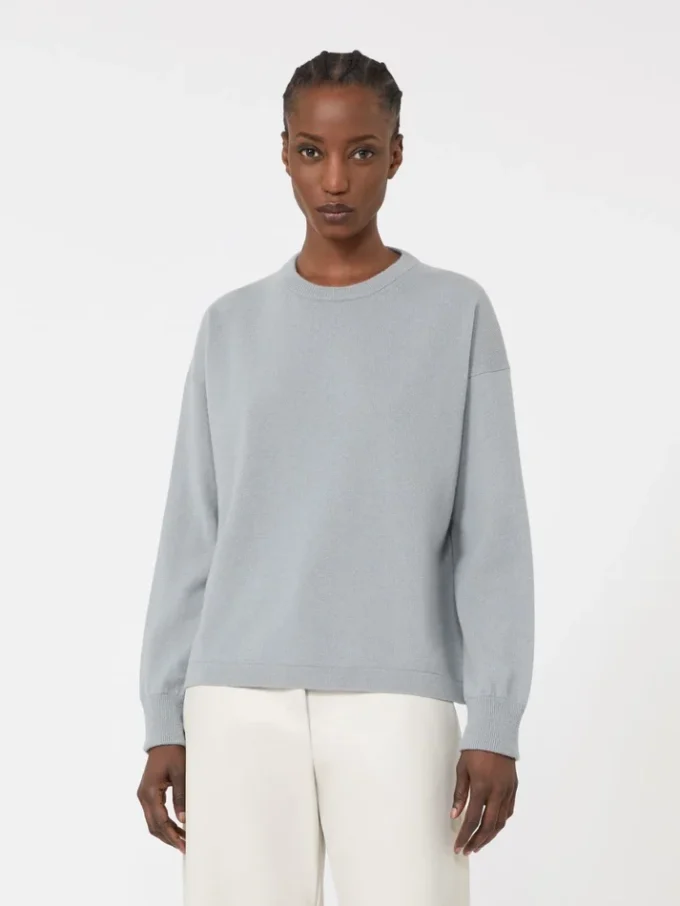 Boxy-fit wool and cashmere sweater, light blue Boxy-fit wool and cashmere sweater, light blue