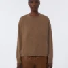 Boxy-fit wool and cashmere sweater, mud