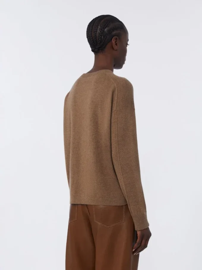 Boxy-fit wool and cashmere sweater, mud