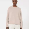Boxy-fit wool and cashmere sweater, powder