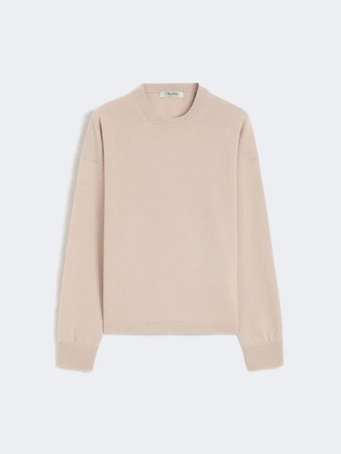Boxy-fit wool and cashmere sweater, powder
