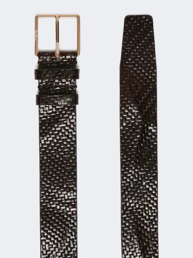 Braided leather belt, black