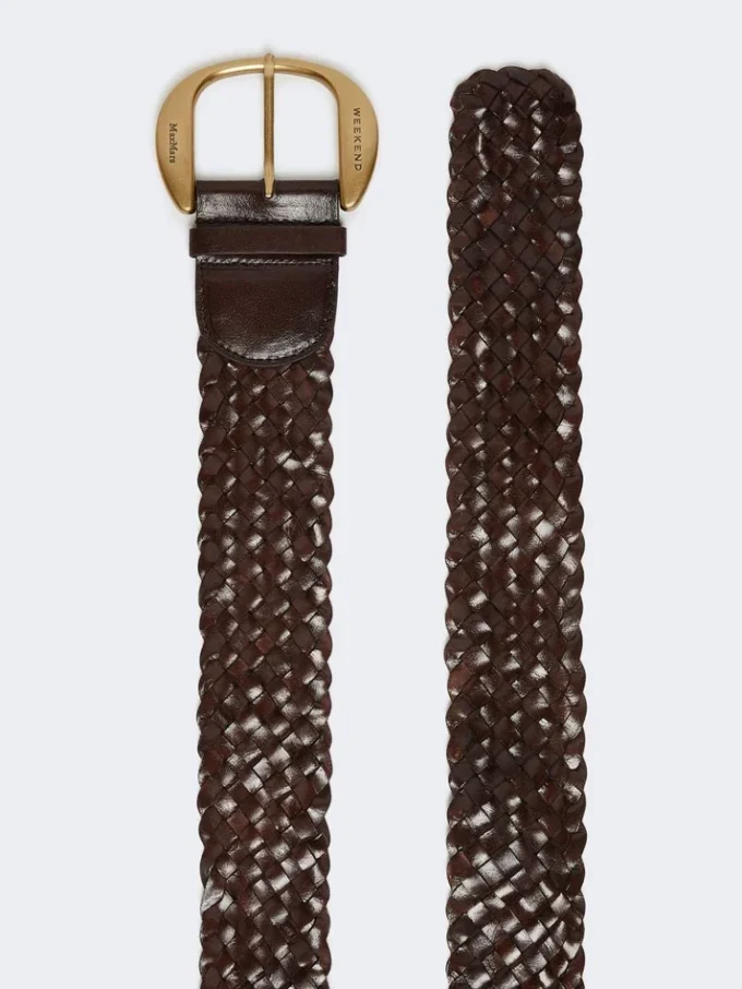 Braided leather belt, dark brown Braided leather belt, dark brown
