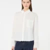 Breast-pocket cotton shirt, ivory