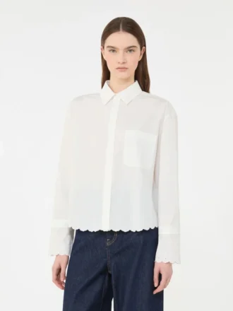 Breast-pocket cotton shirt, ivory