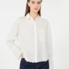 Breast-pocket cotton shirt, ivory