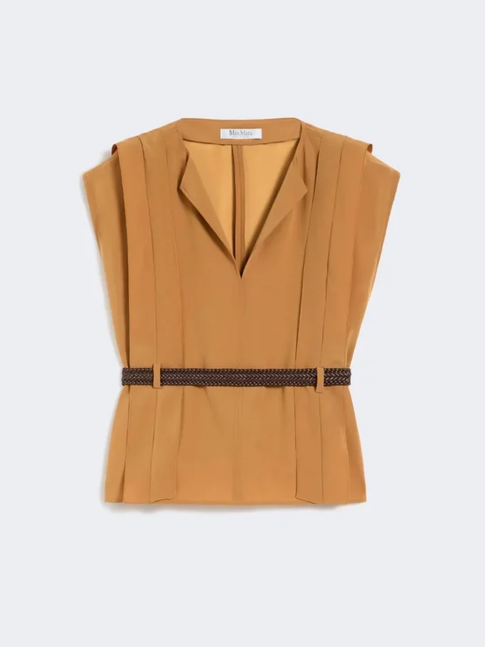 Cady blouse with flounce, caramel