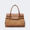 Camel and leather handbag, camel Camel and leather handbag, camel