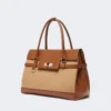 Camel and leather handbag, camel Camel and leather handbag, camel