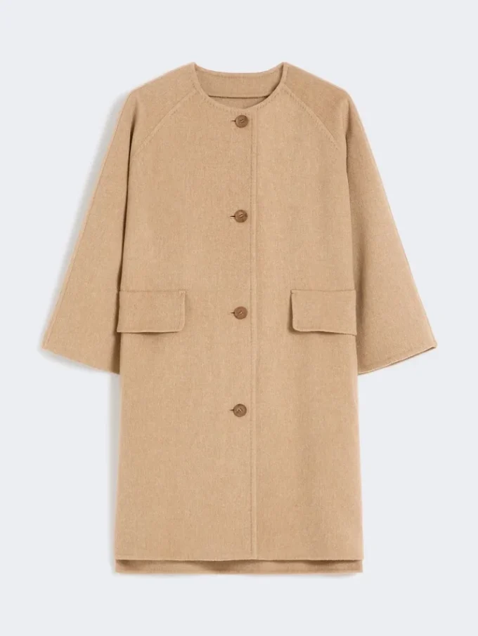 Camel broadcloth coat, hazelnut brown