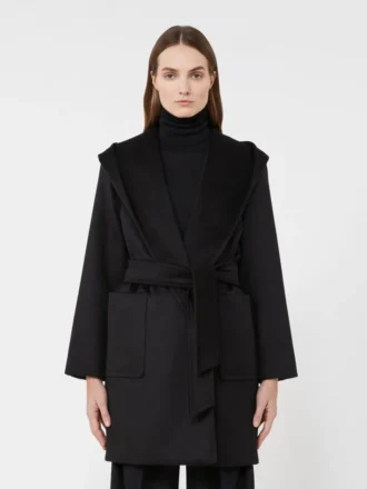 Camel robe coat, black