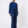 Camel wrap coat, china blue