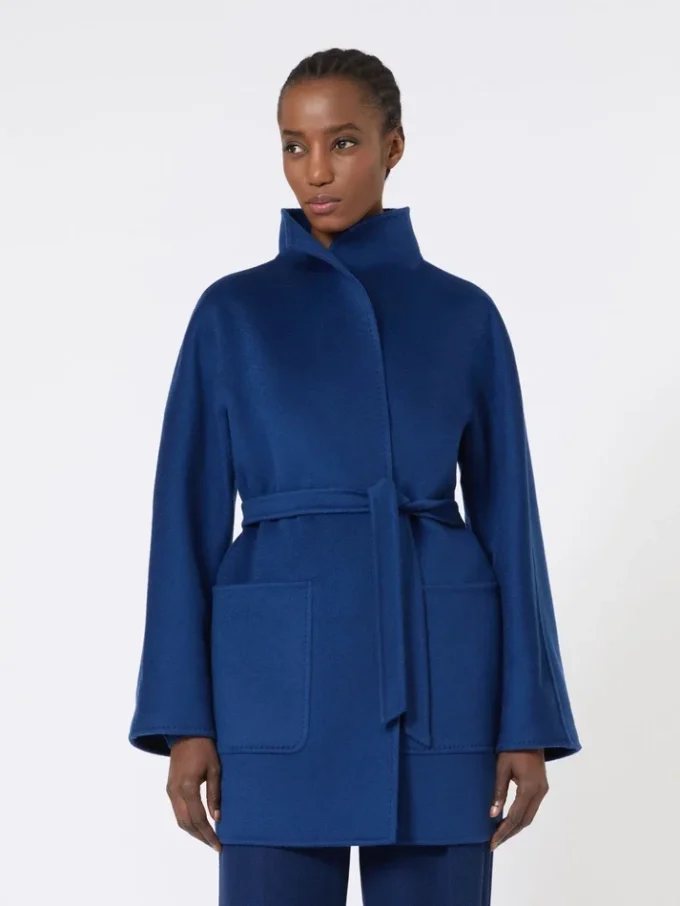 Camel wrap coat, china blue