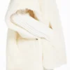 Cape in alpaca and wool teddy fabric, optical white Cape in alpaca and wool teddy fabric, optical white