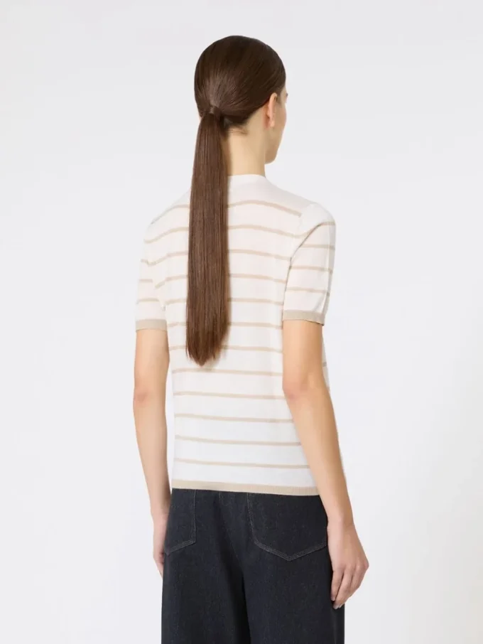 Cashmere and silk yarn sweater, beige