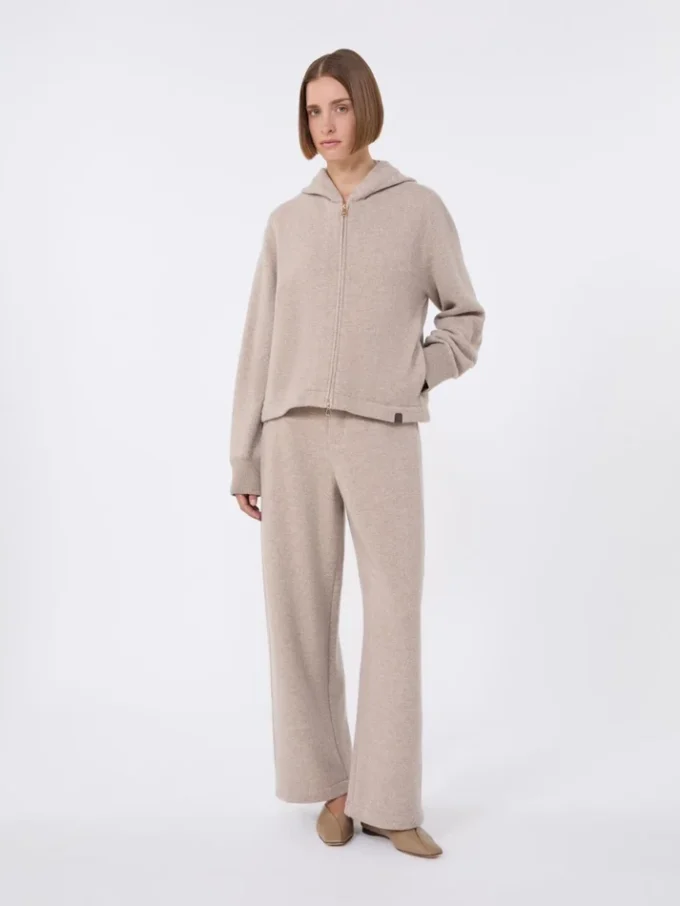 Cashmere and wool jersey sweatshirt, beige