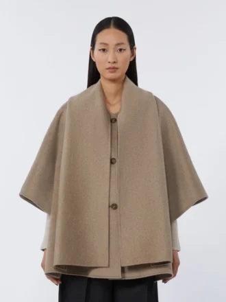Cashmere cape with scarf detail, tawny bronze brown