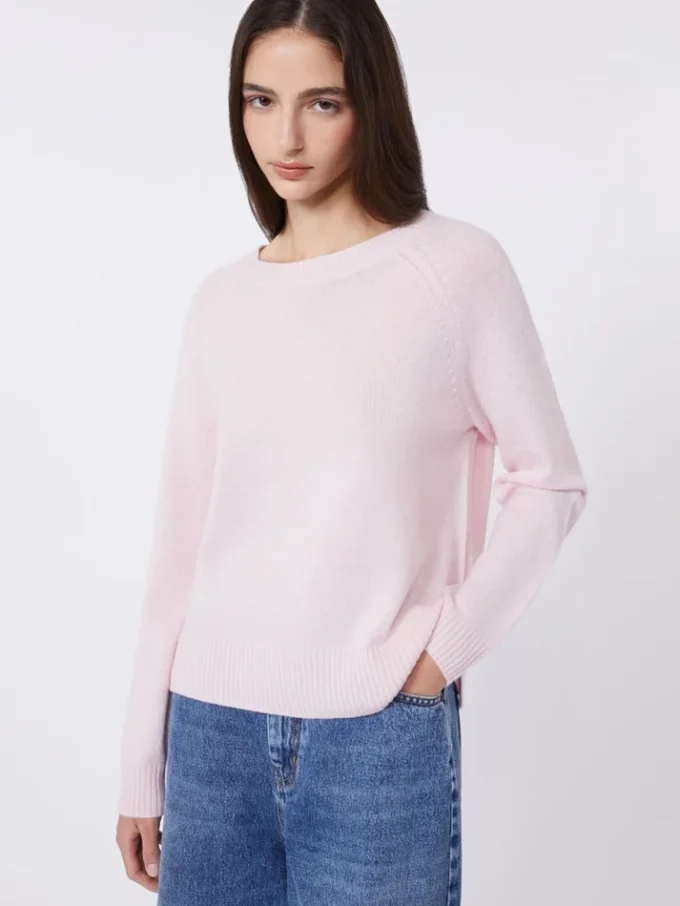 Cashmere crew-neck sweater, pink Cashmere crew-neck sweater, pink