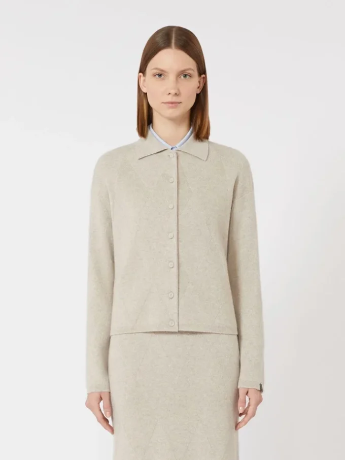 Cashmere knit cardigan, beige