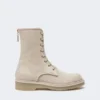Combat boots in pure cashmere, beige Combat boots in pure cashmere, beige