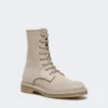 Combat boots in pure cashmere, beige Combat boots in pure cashmere, beige
