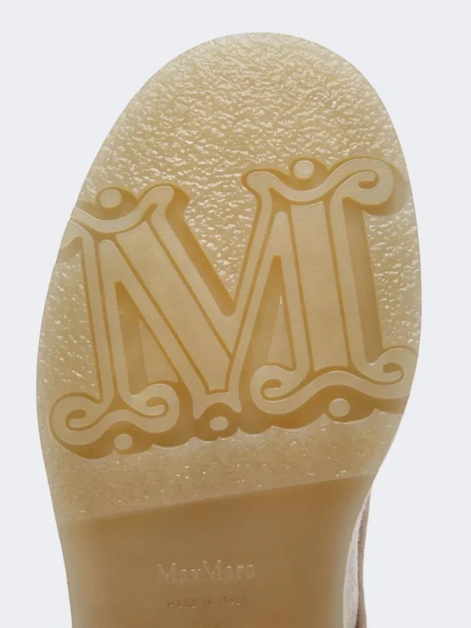 Combat boots in pure cashmere, beige Combat boots in pure cashmere, beige