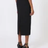 Compact crepe jersey midi skirt, black