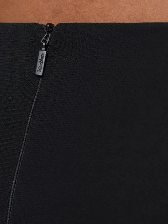 Compact crepe jersey midi skirt, black