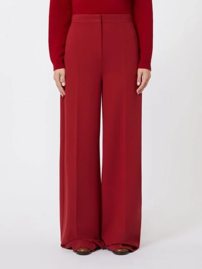 Compact jersey trousers, dark red