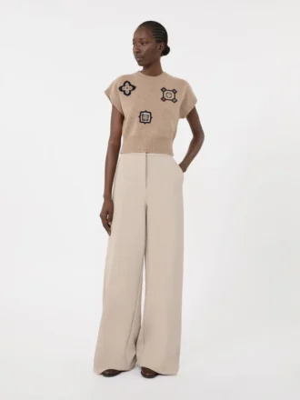 Compact jersey trousers, sand
