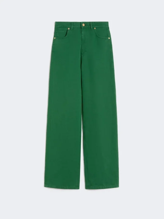Cotton and linen 5-pocket trousers, green